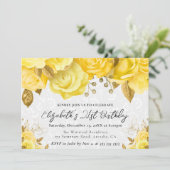 Waterverf Gele en Gouden Bloemen 21e Verjaardag Kaart (Staand voorkant)