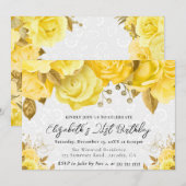 Waterverf Gele en Gouden Bloemen 21e Verjaardag Kaart (Voorkant / Achterkant)
