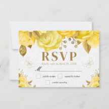 Waterverf Gele en Gouden Rozen Bruiloft