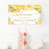 Waterverf Gele en Gouden Rozen Bruiloft Spandoek (Insitu)