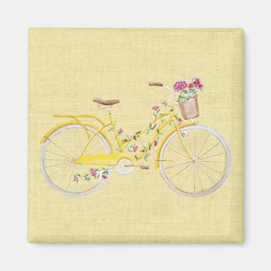 Waterverf Gele Fiets Magneet (Voorkant)