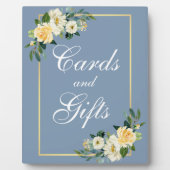 Waterverf Gele Floral Dusty Blue Kaarten Gifts Fotoplaat (Voorkant)