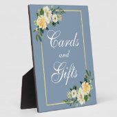 Waterverf Gele Floral Dusty Blue Kaarten Gifts Fotoplaat (Zijkant)