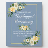 Waterverf Gele Floral Dusty Blue Unplugging Fotoplaat (Voorkant)