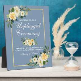 Waterverf Gele Floral Dusty Blue Unplugging Fotoplaat