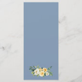 Waterverf Gele Floral Dusty Blue Wedding Menu (Achterkant)
