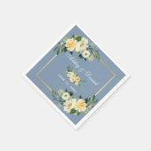 Waterverf Gele Floral Dusty Blue Wedding Servet (Hoek)