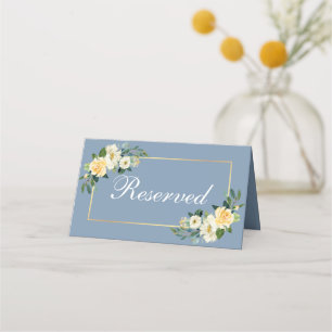 Waterverf Gele Floral Gold Wedding Gereserveerd Plaatskaartje