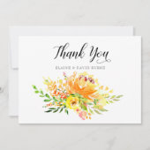 Waterverf Gele Floral Rustic Wedding Bedankkaart (Voorkant)