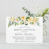 Waterverf Gele Floral Sage Green Bridal Lunch Kaart (Staand voorkant)