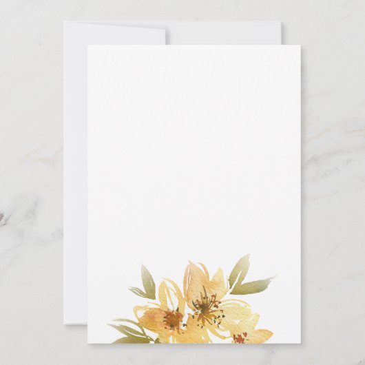 Waterverf Gele Floral Weddenschap Kaart (Achterkant)