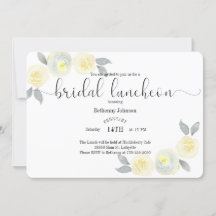 Waterverf Gele Grijze Bridal Luncheon Uitnodiging