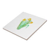 Waterverf gele hand geschilderd daffodil tegeltje (Zijkant)