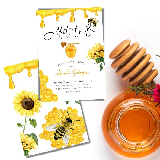 Waterverf Gele Honing Bedoeld om Bruiloft te Viere Kaart