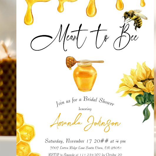 Waterverf Gele Honing Bedoeld om Bruiloft te Viere Kaart