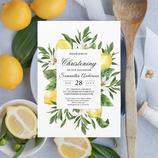 Waterverf Gele leemons & Leaf Lijst Kaart