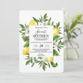  Waterverf Gele leemons & Leaf Lijst Kaart (Staand voorkant)