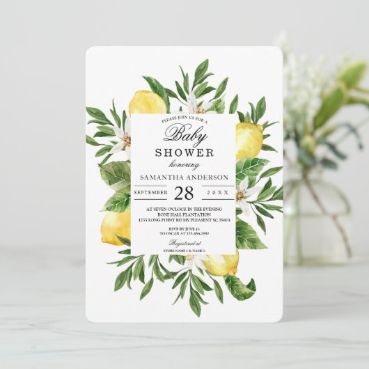 Waterverf Gele leemons & Leaf Lijst Kaart (Staand voorkant)