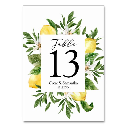 Waterverf Gele leemons & Leaf Lijst Kaart (Achterkant)