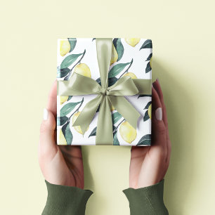 Waterverf gele leemons naadloos patroon cadeaupapier