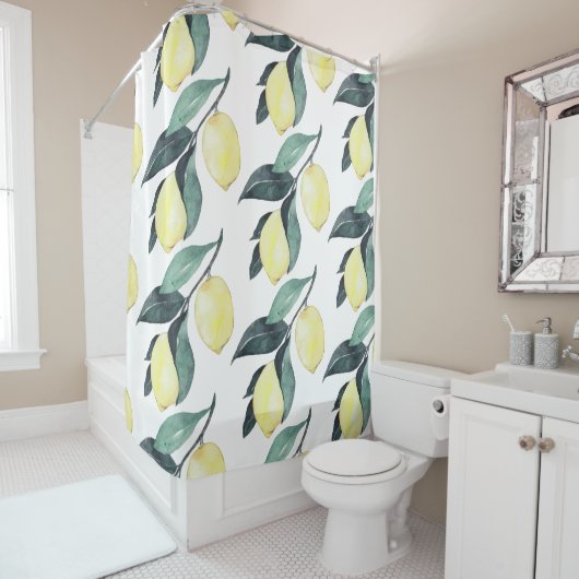 Waterverf gele leemons naadloos patroon douchegordijn (In situ)