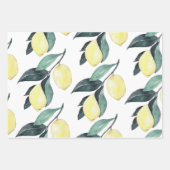 Waterverf gele leemons naadloos patroon inpakpapier vel (Voorkant)