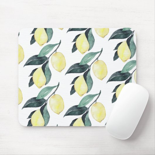 Waterverf gele leemons naadloos patroon muismat (Met muis)