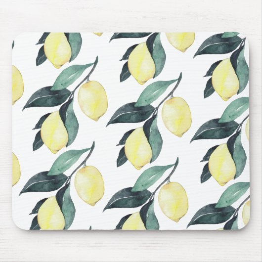 Waterverf gele leemons naadloos patroon muismat (Voorkant)