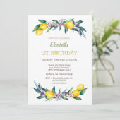 Waterverf Gele Lemons Olijven Verjaardag Kaart (Staand voorkant)