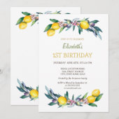 Waterverf Gele Lemons Olijven Verjaardag Kaart (Voorkant / Achterkant)