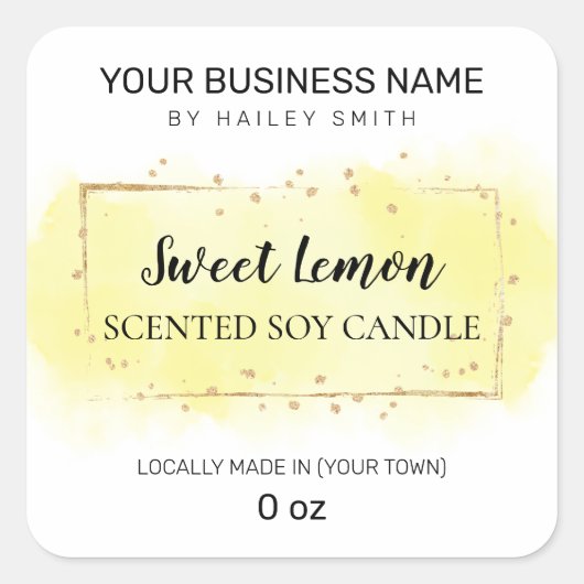 Waterverf gele lymfeklierkaars vierkante sticker (Voorkant)