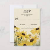 Waterverf gele madeliefjes | Daisy Flower Wedding RSVP Kaartje (Voorkant)