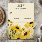 Waterverf gele madeliefjes | Daisy Flower Wedding RSVP Kaartje