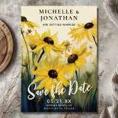 Waterverf gele madeliefjes | Daisy Flower Wedding Save The Date