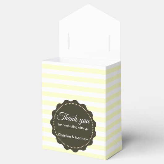 Waterverf gele narcissen gele witte strepen bedankdoosjes (Geopend)