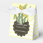 Waterverf gele narcissen gele witte strepen bedankdoosjes (Voorkant Zijde)