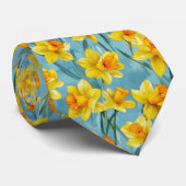 Waterverf Gele Narcissen Stropdas (Opgerold)