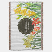 Waterverf Gele Oranje Lentbloemen Deken (Voorkant Verticaal)