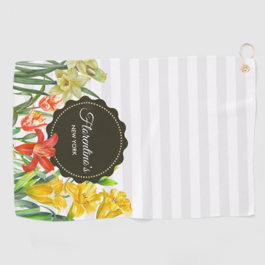 Waterverf Gele Oranje Lentbloemen Golfhanddoek (Horizontaal)