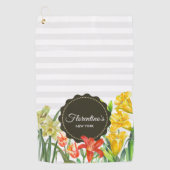 Waterverf Gele Oranje Lentbloemen Golfhanddoek (Voorkant)