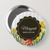 Waterverf Gele Oranje Lentbloemen Ronde Button 4,0 Cm (Voorkant /achterkant)