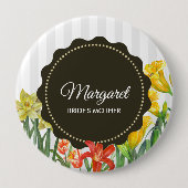 Waterverf Gele Oranje Lentbloemen Ronde Button 4,0 Cm (Voorkant)