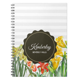 Waterverf Gele Oranje Lente Bloemen Notitieboek