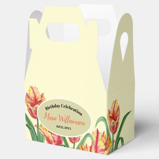 Waterverf gele papegaaiachtigen bedankdoosjes (Geopend)