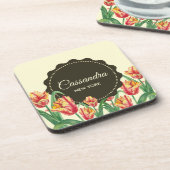 Waterverf gele papegaaiachtigen bier onderzetter (Linkerzijde)