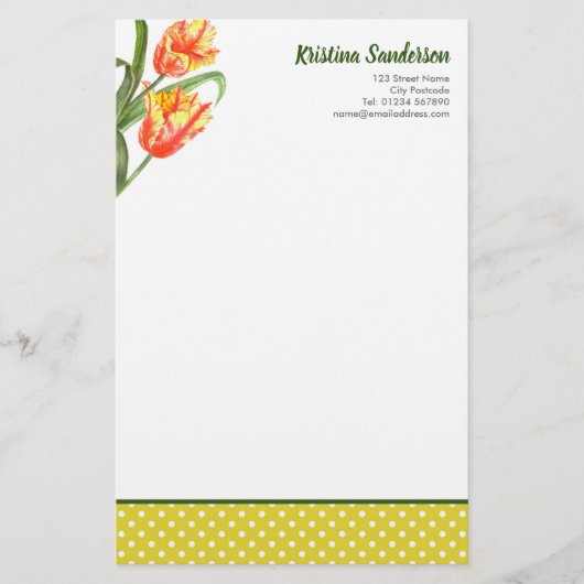 Waterverf gele papegaaiachtigen briefpapier (Voorkant)