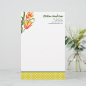 Waterverf gele papegaaiachtigen briefpapier (Staand voorkant)