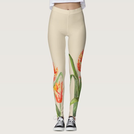 Waterverf gele papegaaiachtigen leggings (Voorkant)