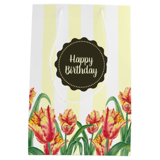 Waterverf gele papegaaiachtigen medium cadeauzakje (Achterkant)