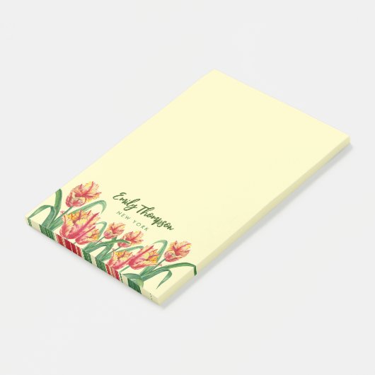 Waterverf gele papegaaiachtigen post-it® notes (Schuin)